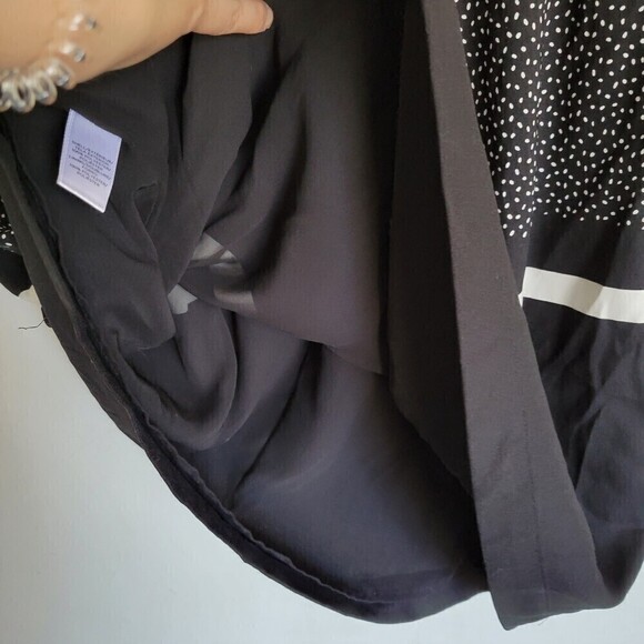 Loft Black White Polka Dot Floral Stripe Sleeveless Sheath Dress Size Medium - Picture 5 of 12